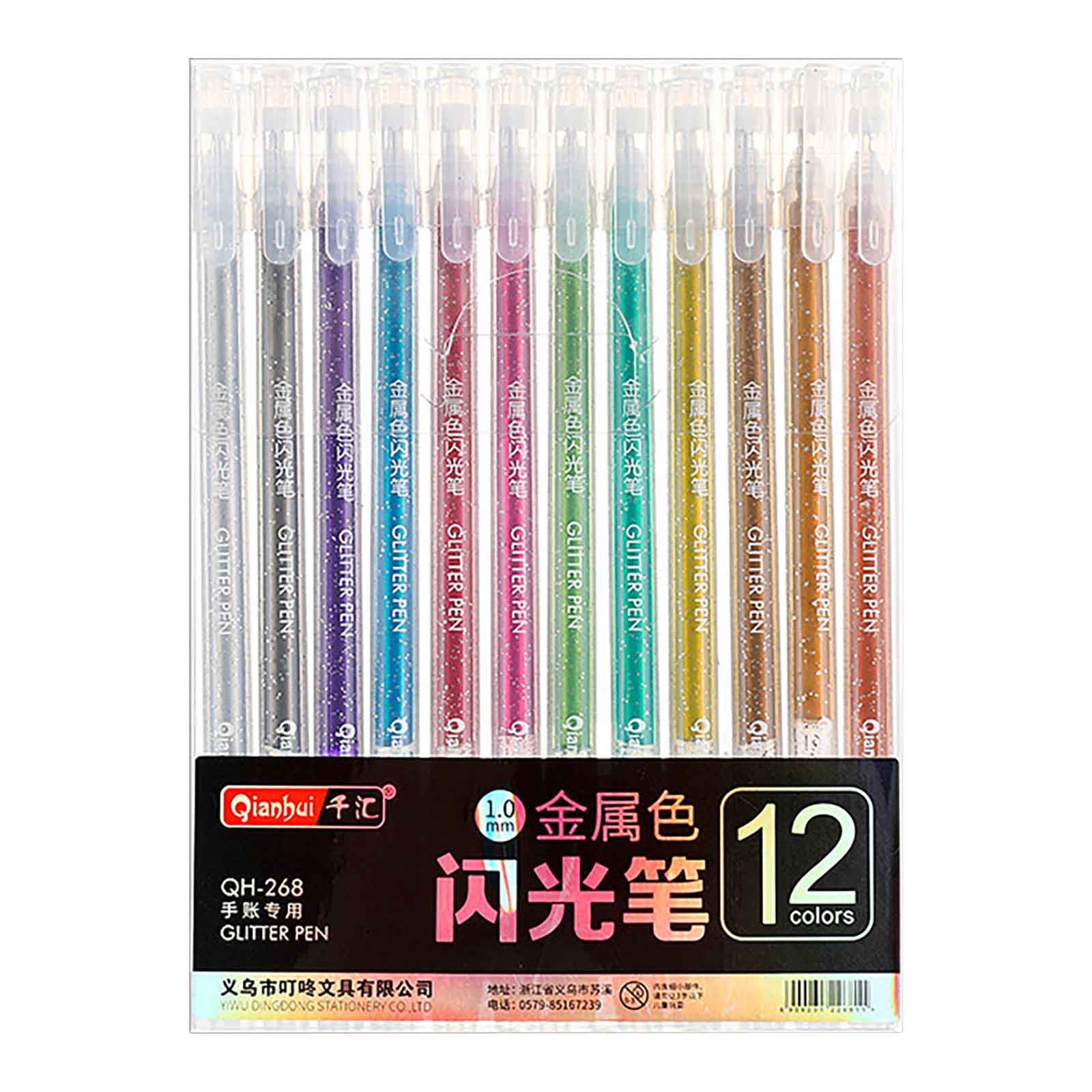 EGNMCR Pens Glitter Pen Metal Color Handbook Pen Color Changing Pen Selling 12 Colors Metal Color Changing 1.0 Glitter Gel Pen10ml flash pen