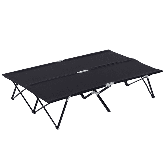 Outsunny 76" Two Person Folding Camping Cot with Carrying Bag, Black