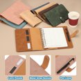 thumbnail image 3 of Uxcell A5 PU Leather Binder Cover, 6 Ring Loose Leaf Binder Protector Round Ring Binder Cover Refillable Notebook Binder for Meeting Photocard Budget Notebook Folder, Pink, 3 of 6