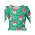 thumbnail image 4 of Girls Dress Green Forest Red Fox Long Sleeve Sundress 4 Years, 4 of 5