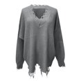 thumbnail image 3 of Qertyioot Chandails à Col en V pour Femmes Automne Chandail Tricoté Décontracté pour Femmes Chandail à Manches Longues Hauts Blouse Chandail, 3 of 3