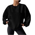thumbnail image 1 of Pisexur Chandail en Molleton pour Femmes Décontracté Ample Automne Chandails en Molleton pour Femmes Couleur Unie Col Rond Chandail en Molleton Manches Longues Chemises pour Femmes Mode Chandail en Molleton Texturé Chandail Tops, 1 of 8