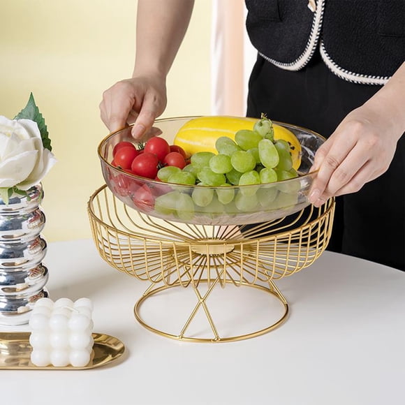 TIMIFIS Fruit Bowl Pedestal Bowl Decorated Fruit Tray for Kitchen Counter and Dining Table Footed Bowls for Tea Parties Bread and Salad Bowl with Golden Kitchen Gadgets