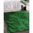 thumbnail image 3 of Ahgly Tapis Rond Lavable en Machine Intérieur Transitionnel Vert Émeraude Profond, 5 Pieds Rond, 3 of 7
