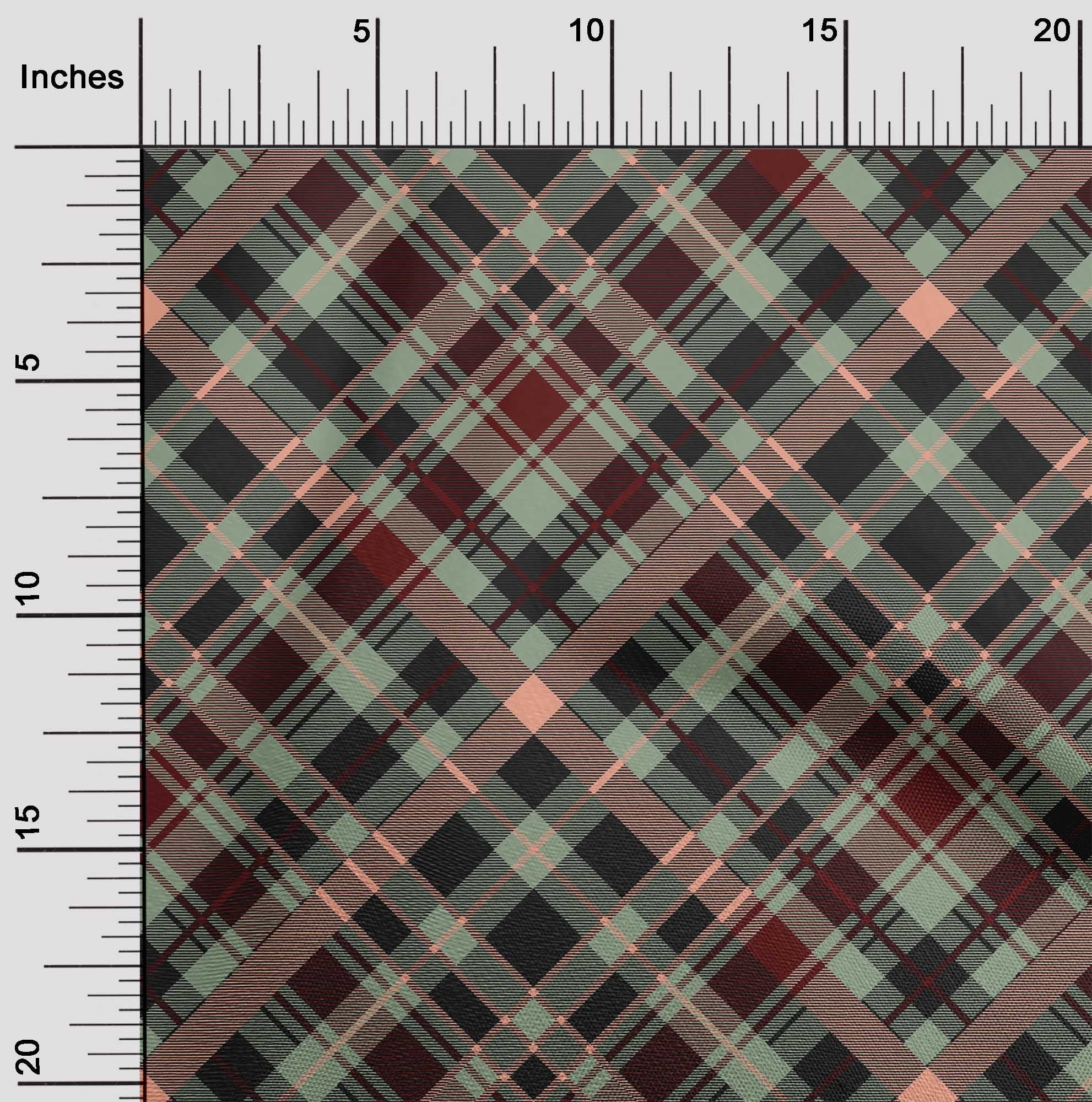 oneOone Viscose Jersey Fabric Tartan Check Printed Craft Fabric BTY 60 Inch Wide