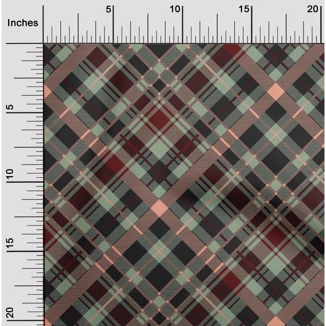oneOone Polyester Lycra Fabric Tartan Check Fabric Prints By Yard 56 Inch Wide