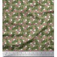 thumbnail image 1 of Soimoi Green Poly Georgette Fabric Leaves,Insect & Floral Artistic Print Fabric by Yard 52 Inch Wide, 1 of 3