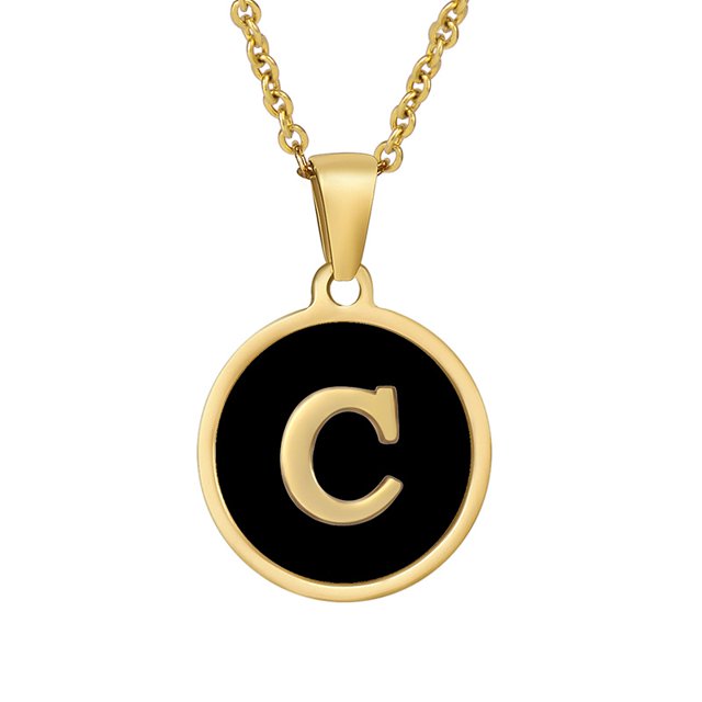 Colliers, Collier Lettre Coquille Mignonne pour Filles, Pendentifs Pièce pour Filles en Acier Inoxydable Colliers Initiale pour Femmes Bijoux Rond