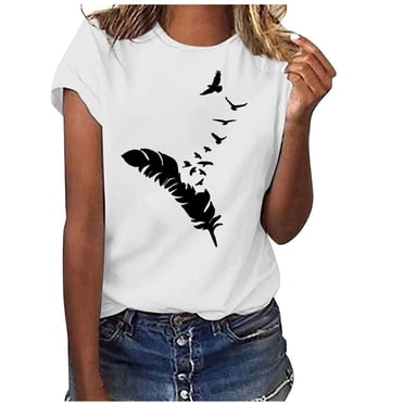 Fashion Womens Round-Neck Short Sleeve Print Casual T- Shirt Blouse Tops