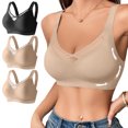 thumbnail image 1 of Kyusrd Plus Size Cut-Off Seamless Bra For Women'S 3Pcs Supportive Full Coverage Wireless Bralette Bra Adjustable Shoulder Straps Bra Soild Color Everyday Athletic Sport Bra, 1 of 9