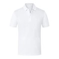 thumbnail image 1 of UKAP Man Shirt Lapel Collared Polo Top Two Buttons Soft Spring Blouse Sichuan Shirt Black Label-white L, 1 of 2