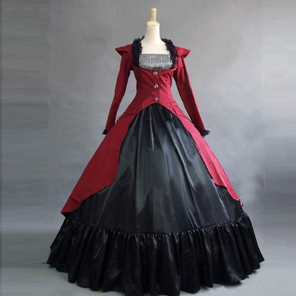 Gspmoly Dresses for Women Plus Size, Fashion Women Plus Size Vintage Gothic Court Collar Patchwork Bow Dress Wedding Dresses for Women Deals