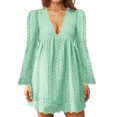 thumbnail image 1 of MAWCLOS Robes Mini Amples Ajourées pour Femmes Fête Manches Évasées Robe Courte Vert Pâle m, 1 of 2