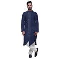 thumbnail image 4 of Atasi Solid Long Kurta For Men Mandarin Collar Casual Party Dress Shirt, 4 of 5