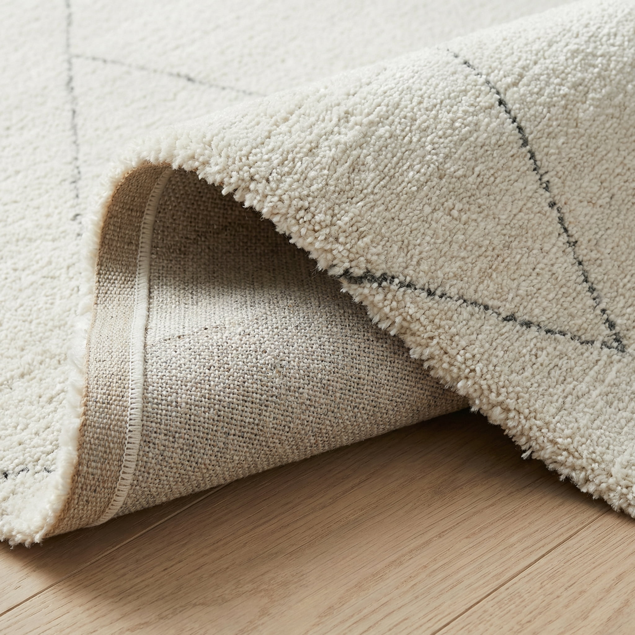 Tapis d'interieur abstrait Rug Branch Casa, beige creme, boheme - Salon, chambre, salle a manger et cuisine