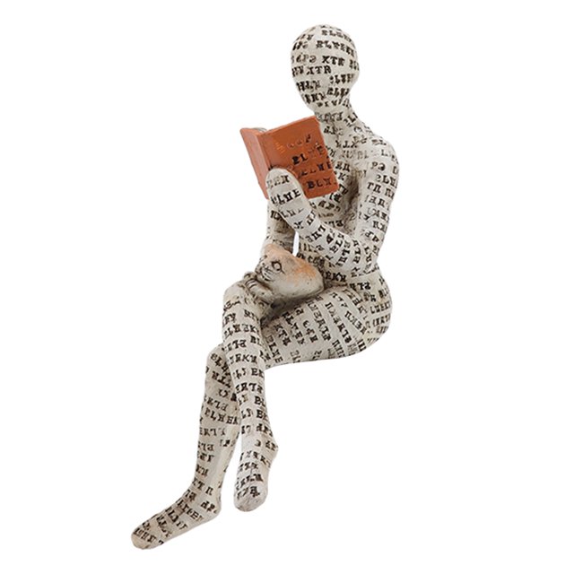 Innovative Reading Woman Ornament, Exquisite Workmanship Hand Painted Reading Woman Figurine For Living Room B