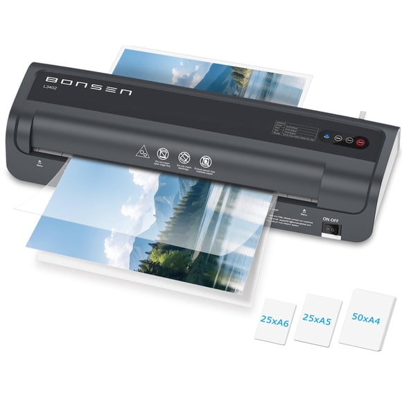 Laminator Machine, Bonsen 13 Inch Wide Thermal Laminator with Never Jam Technology, A3 Laminating Machine with 100 Laminating Sheets for School, Office and Home, Black (