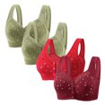 thumbnail image 1 of Plebaso 4 Pack Bras for Women Front Closure Everyday Bralettes Wireless Full Coverage Ladies Push up Bras, 1 of 3