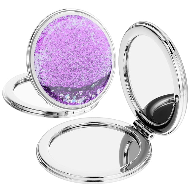 Miangastore 2pcs Portable Mirror Cute Handheld Mini Folding Makeup Mirror Travel Compact Mirror Small Round Pocket Mirrors With Magnification