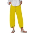 thumbnail image 2 of RXIRUCGD Capris d'Été pour Femmes, Confortables, Amples, à Jambes Larges, Mode, Couleur Unie, Jaune, Taille : 3TG, 2 of 5