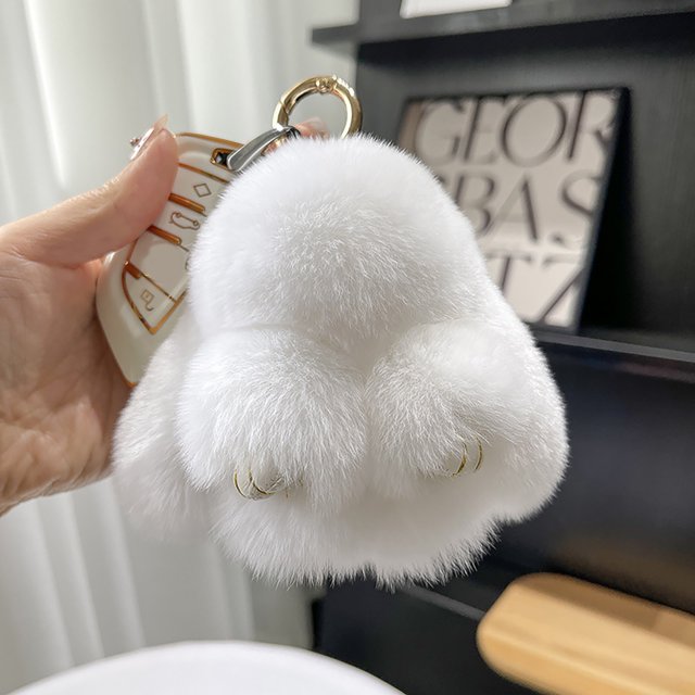 TopLLC Handmades Soft Bunny PomPom Charmss Bunny Car Key Chain Pendant Key Ring