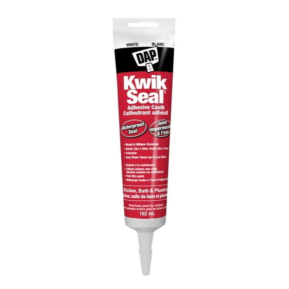 DAP Kwik Seal Tub & Tile Adhesive Caulk, 162ml, White, DAP Kwik Seal Tub & Tile Caulk, 162 ml, White
