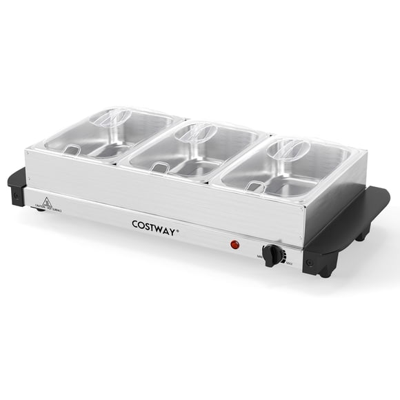 Gymax Electric Buffet Server Food Warmer w/3 Removable Trays Adjustable Tempered