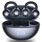 VEATOOL Clip sur les écouteurs, Bluetooth 5.4 Casques d'oreille ouverts avec conduction légère Comfort Bone LED Affichage numérique, écouteurs d'annulation de bruit, IPX7 Convient pour les petites oreilles et les porte-verre