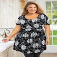 thumbnail image 3 of Tunique Grande Taille pour Femmes Manches Courtes Roses Vertes Hauts 3X Col Rond Vêtements Été Fluide Vêtements de Maternité Chemise, 3 of 6