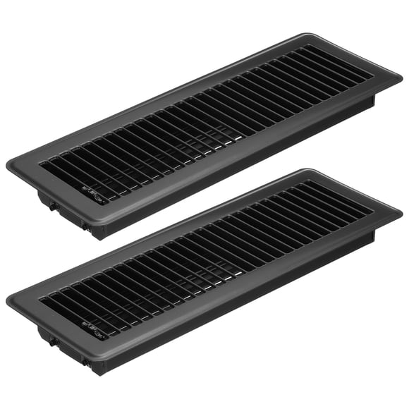 Uxcell 14 x 4 Inch Floor Register, 2pcs Heavy Duty Air Vent Cover Adjustable Floor Grates, Black