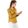 thumbnail image 4 of Allegra K Blouse à Manches Longues à Col à Volants pour Femmes TP à Pois Jaunes, 4 of 6