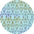 thumbnail image 1 of Ahgly Company Tapis Rond Lavable en Machine Bleu Lagon Transitionnel, 6 Pieds Rond, 1 of 7