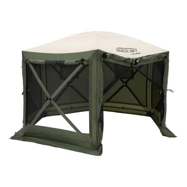 CLAM Quick-Set Pavilion Abri Extérieur Portatif 12,5 X 12,5 Pi, Vert/beige