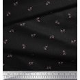 thumbnail image 3 of Soimoi Black polyester Crepe Fabric Leaves & Dots Decor Fabric Printed BTY 42 Inch Wide, 3 of 3