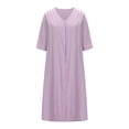thumbnail image 4 of Gspmoly Robes d'Été, Robe d'Été Unie à Manches Courtes et Col en V pour Femme, Robes de Mariage pour Femmes en Liquidation, 4 of 6