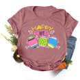 thumbnail image 1 of Daisyyozoid Chandail en Molleton Drôle de Pâques pour Femmes Décontracté Ample Col Rond Manches Courtes Imprimé Lettre Blouse T-shirt, 1 of 4