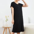 thumbnail image 3 of Besolor Chemises de Nuit Grande Taille pour Femmes Été Confortables à Manches Courtes Col Ras du Cou Vêtements de Nuit Chemises de Sommeil Robe de Nuit, 3 of 5