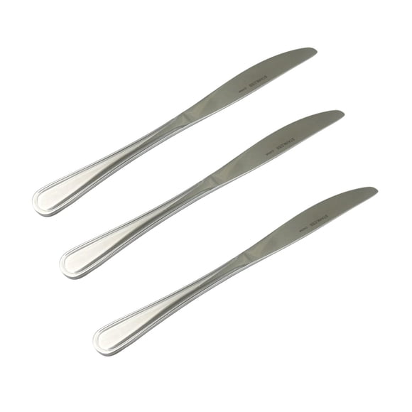 Mainstays Fleetline Couteau de table en acier inoxydable, ensemble de 3 pièces, argent, adulte