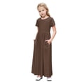 thumbnail image 1 of biudgviw Robe Maxi pour Filles à Manches Courtes, Col Ras du Cou, Couleur Unie, Robe Trapèze Décontractée, Robe d'Été Longue avec Poches, 1 of 6