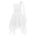 thumbnail image 1 of Ocealan Robe de Demoiselle d'Honneur à une Épaule pour Fille, Robe de Fête de Mariage Junior pour Enfants avec Ceinture Perlée, Blanc 14, 1 of 6