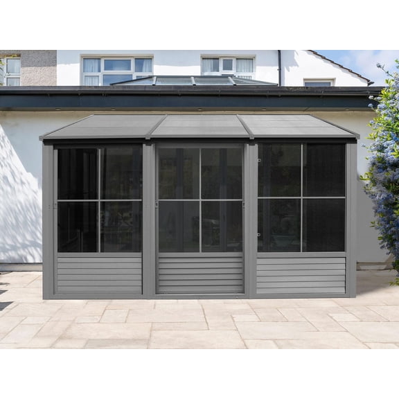 Gazebo Penguin Florence mural avec toit en métal 8 ft. x 12 ft. en ardoise