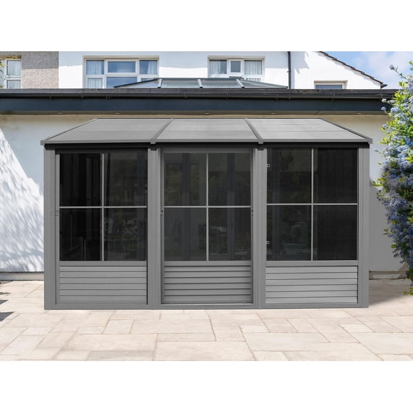 Gazebo Penguin Florence Ajouter Une Pièce avec Toit Métal 10 ft. x 16 ft. en Gris