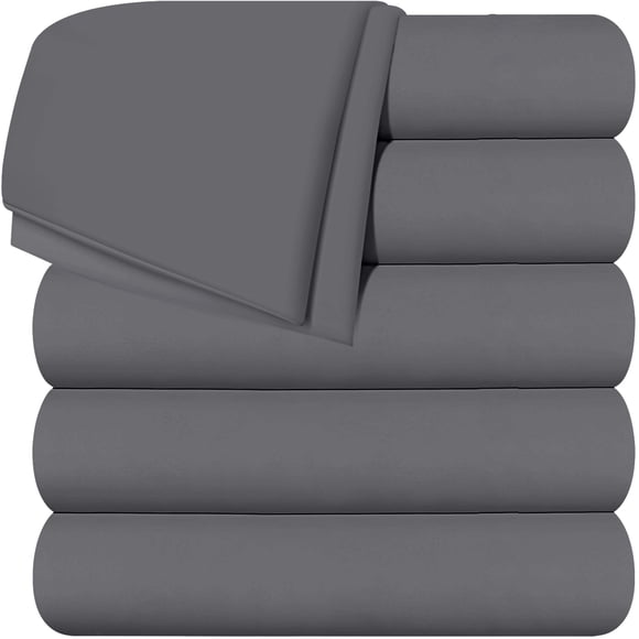 Utopia Bedding Flat Sheets - Pack of 6 - Soft Brushed Microfiber Fabric - Shrinkage & Fade Resistant Top Sheets - Easy Care (Twin XL Grey)