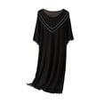 thumbnail image 1 of Timegard Womens Sleepwear Round Neck Ruffle Short Sleeve Solid Color Homewear Casual Loose Comfy Pjs Dress, 1 of 3