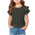 thumbnail image 1 of Yanlir 2025 Chemises d'Été pour Enfants Manches Raglan T-Shirt Graphique à Manches Courtes Haut à Col Rond T-Shirt pour Filles Tee Ample Décontracté Hauts (Noir#1, 7 Ans), 1 of 7