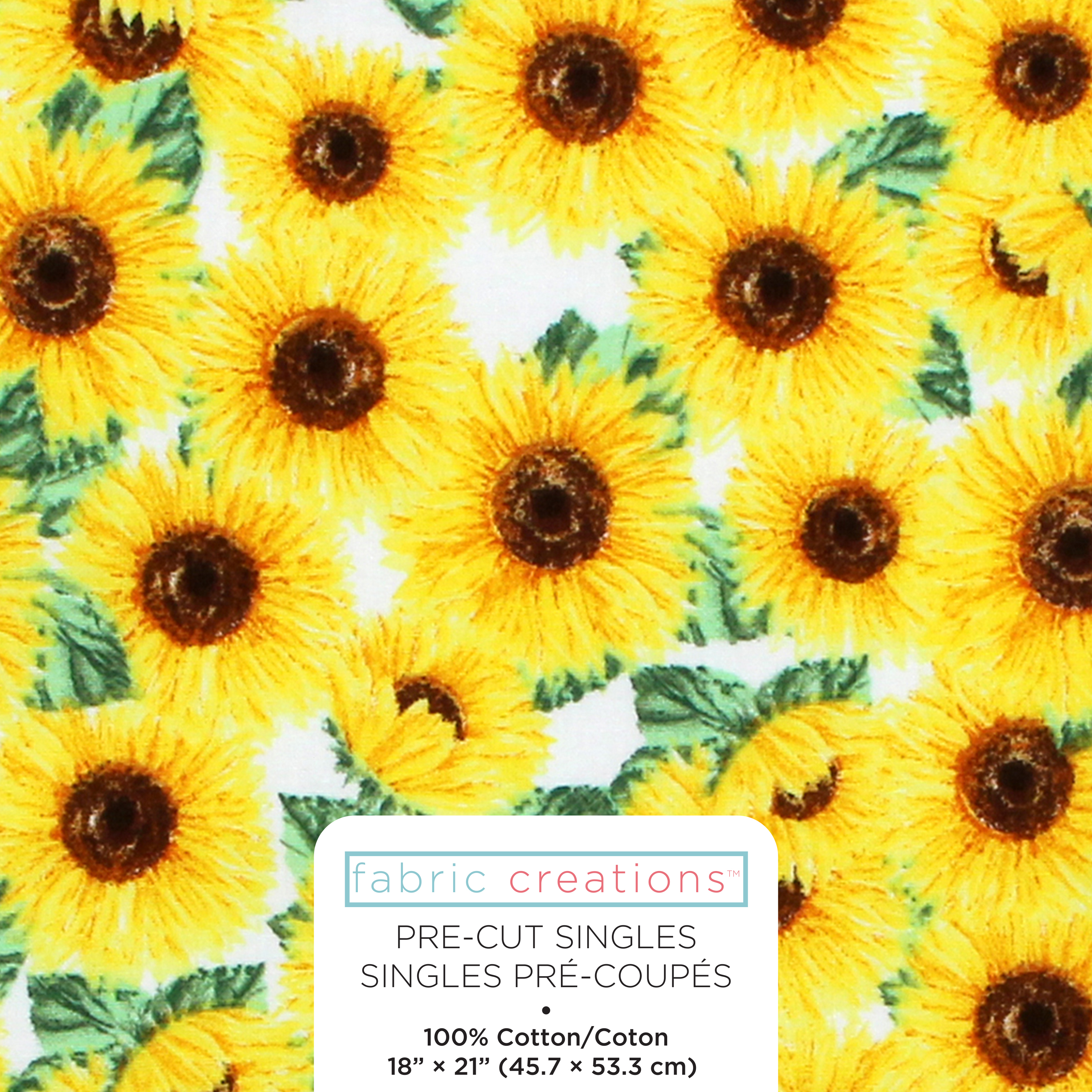 FABRIC CREATIONS, coupons prédécoupés, 1 mc, 100 % coton, tournesol, 45,7 cm × 53,3 cm (18 po × 21 po)