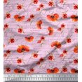thumbnail image 1 of Soimoi Pink Georgette Viscose Fabric Text & Poppy Floral Print Fabric by Yard 42 Inch Wide, 1 of 3