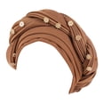 thumbnail image 3 of Harpily Fashion Women Beading Braid Hat Muslim Ruffle Cancer Wrap Cap Sleep Caps Satin Lined Hair Bonnets, 3 of 3