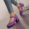 thumbnail image 2 of Kcodviy Chaussures Habillées en Cuir pour Femmes, Couleur Unie, Boucle, Bout Rond, Talons Épais en Cuir, Chaussures à Talons Hauts, 2 of 8