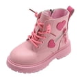 thumbnail image 1 of Kcodviy Children's Winter Leather Lace High Boots Size 6 Up Stylish Color Matching Fall Boots for Girls Side Zipper Boots, 1 of 9